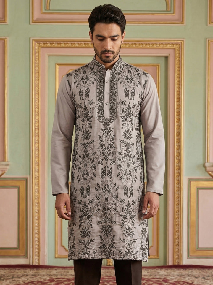 Embroidered &amp; Sequins Kurta For Men