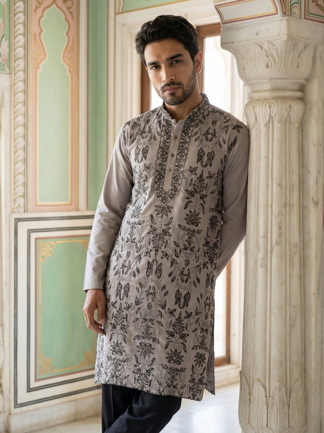 Embroidered &amp; Sequins Kurta For Men