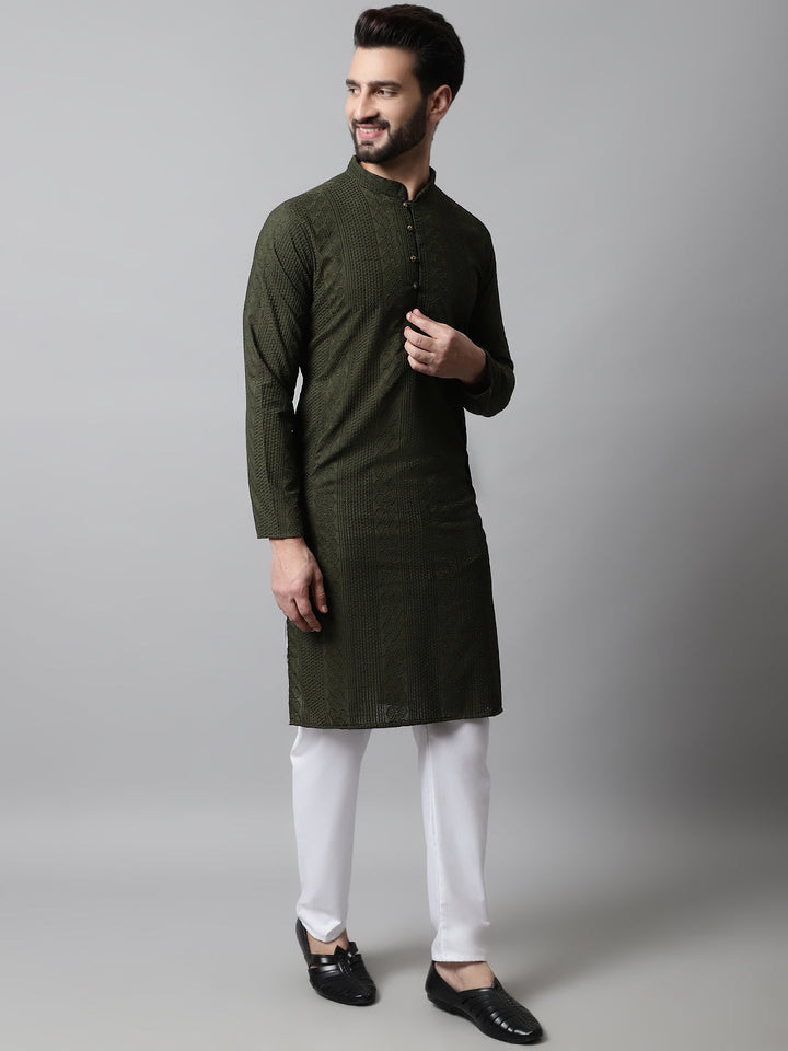 Embroidered Cotton Kurtas For Men