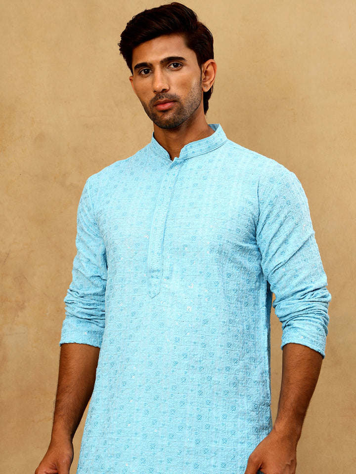 Men’S Cotton Chikankari Sequins Kurta
