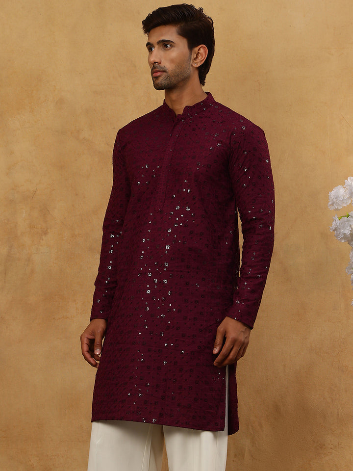 Men’S Cotton Chikankari Sequins Kurta