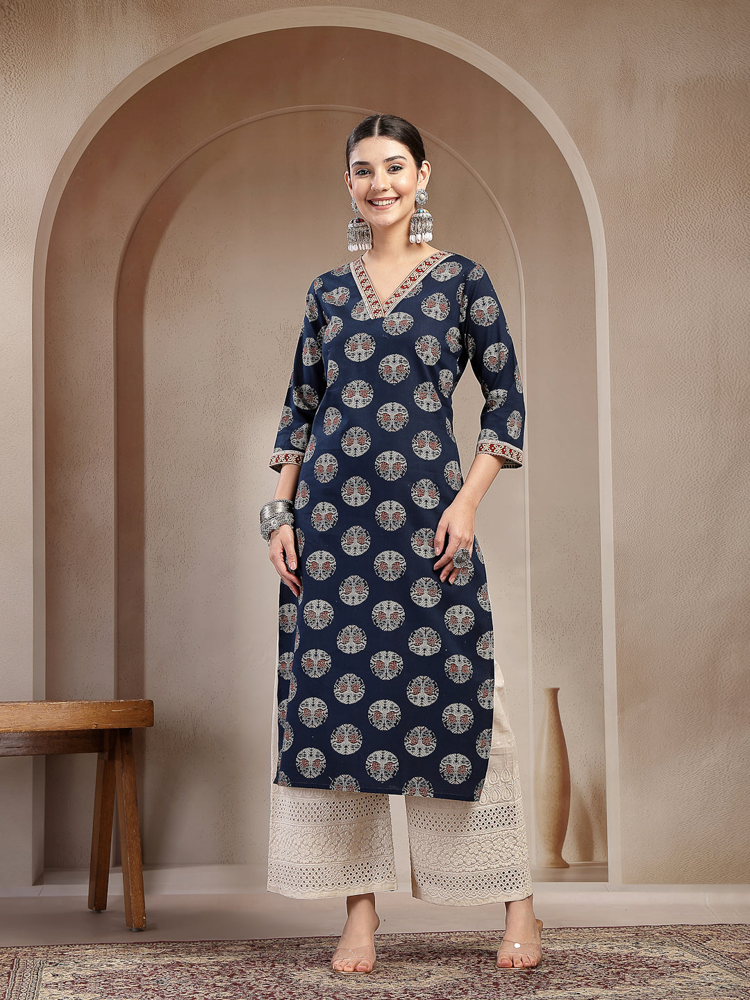 Block Printed Cotton Straight Kurta