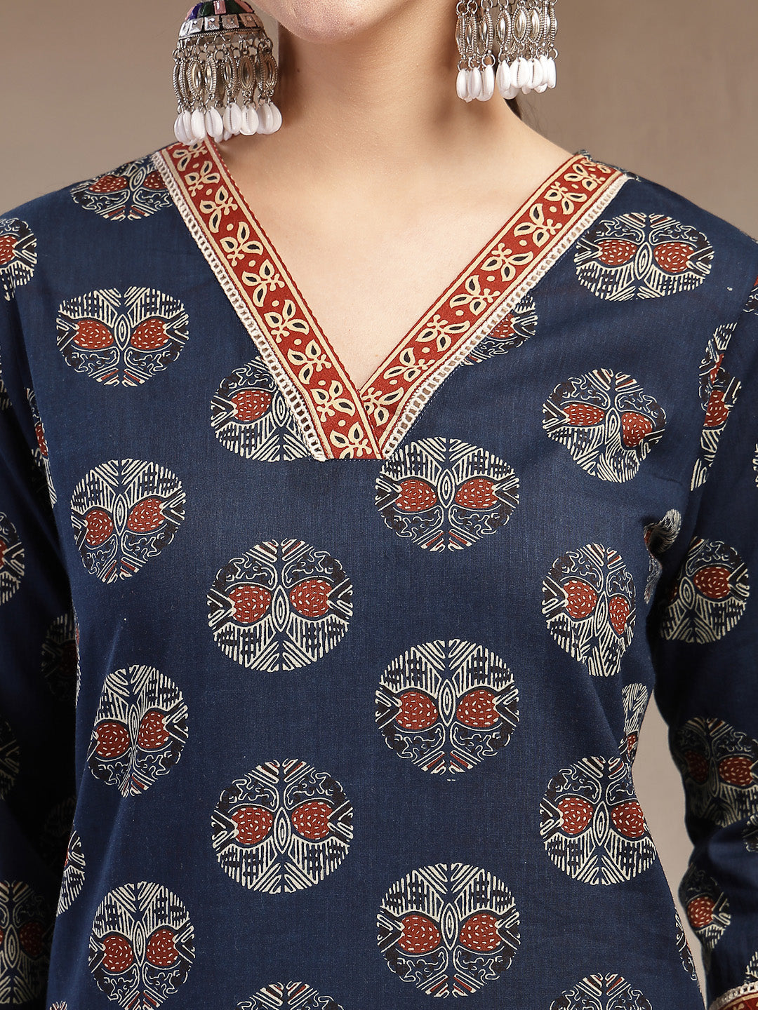 Block Printed Cotton Straight Kurta