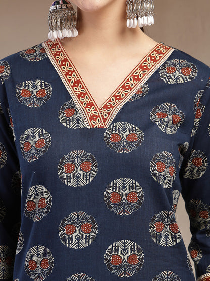 Block Printed Cotton Straight Kurta