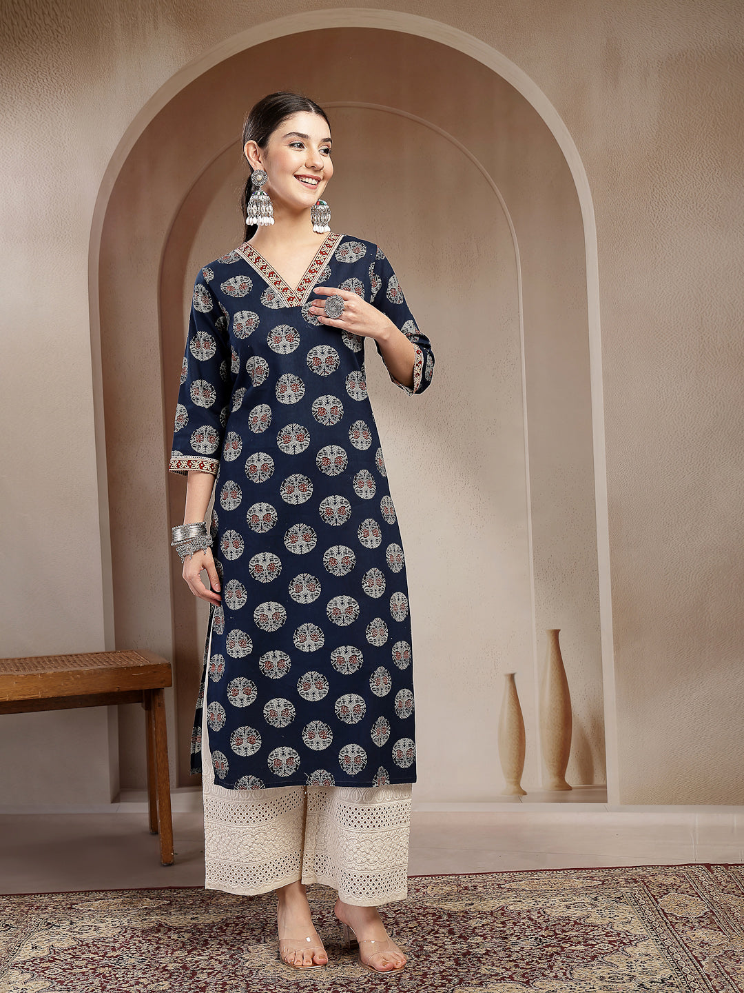 Block Printed Cotton Straight Kurta