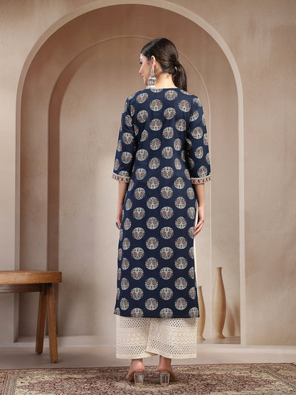 Block Printed Cotton Straight Kurta