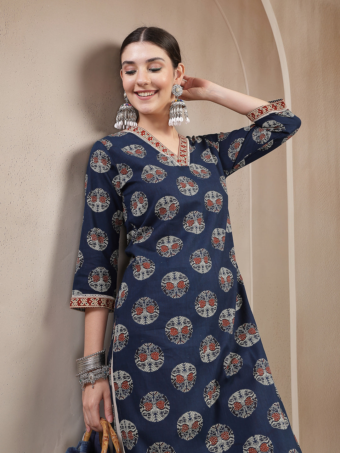 Block Printed Cotton Straight Kurta