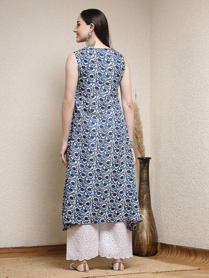 Floral Printed Cotton Blend A-Line Kurta (Pre-Order)