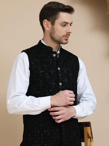 Men'S Sequins Velvet Nehru Jacket
