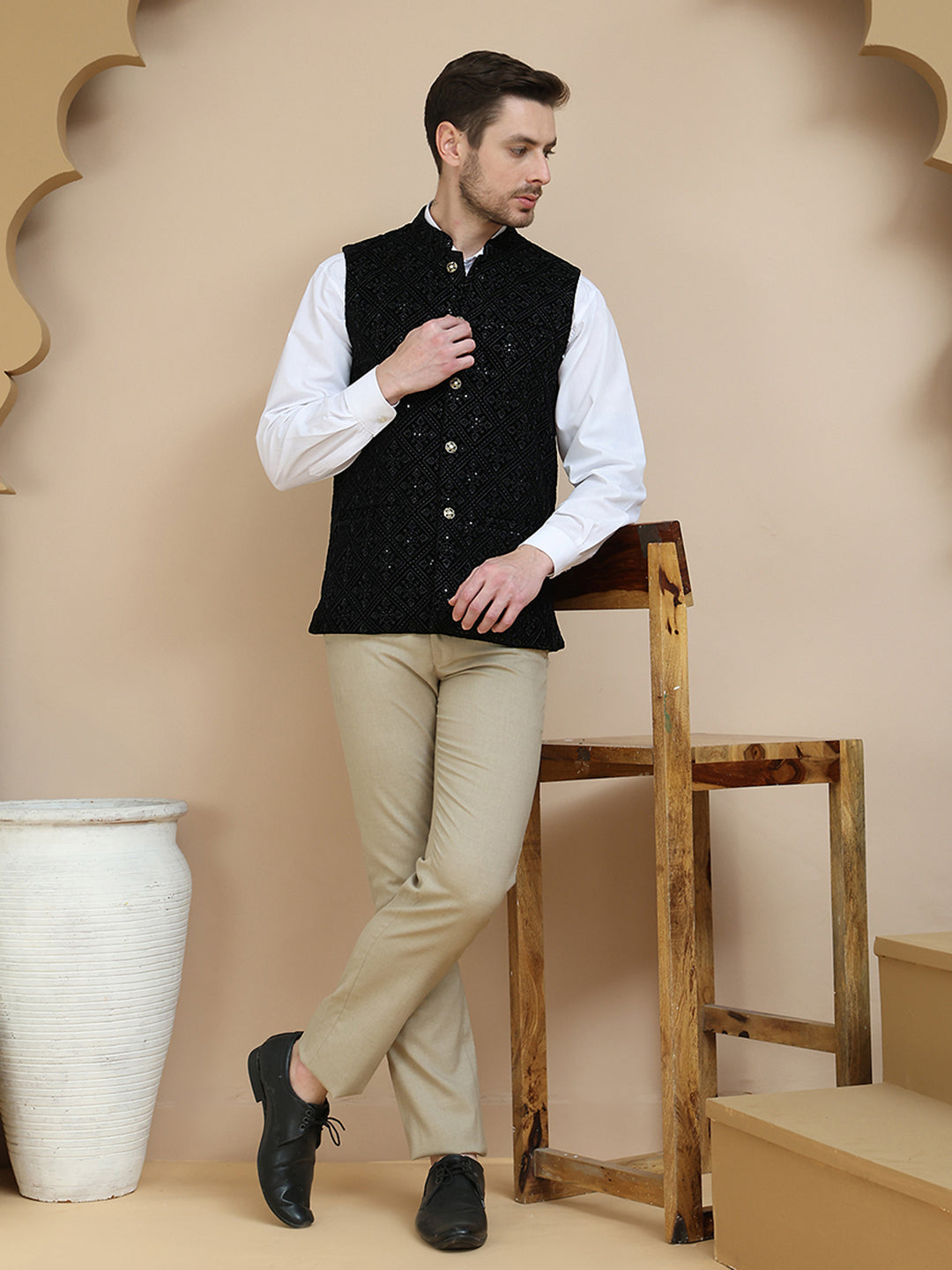 Men'S Sequins Velvet Nehru Jacket