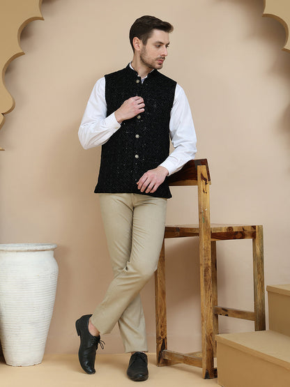 Men'S Sequins Velvet Nehru Jacket