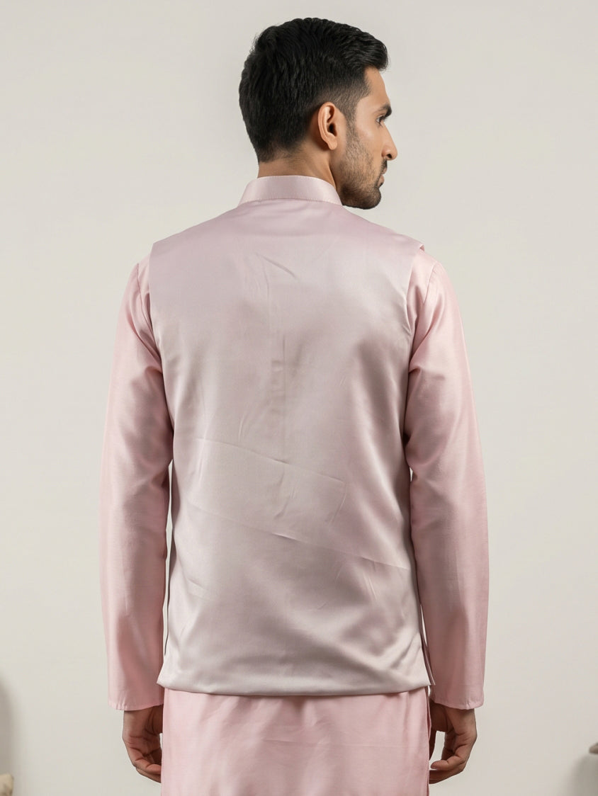 Floral Embroidered Silk Blend Nehru Jacket