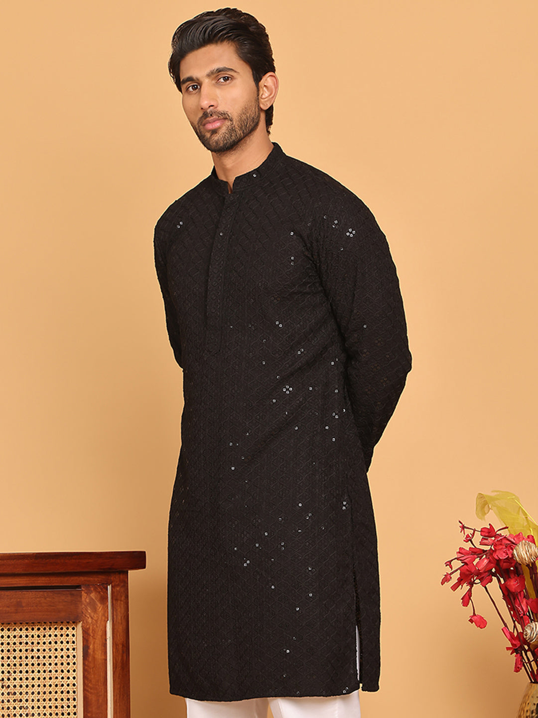 Embroidered Chikankari And Sequence Kurtas For Men