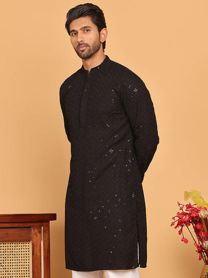 Embroidered Chikankari And Sequence Kurtas For Men