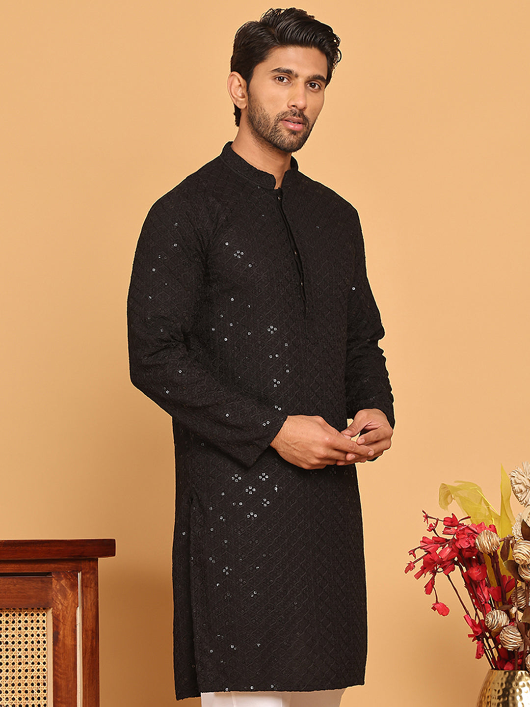 Embroidered Chikankari And Sequence Kurtas For Men