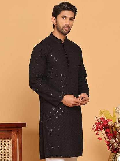 Embroidered Chikankari And Sequence Kurtas For Men