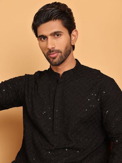 Embroidered Chikankari And Sequence Kurtas For Men