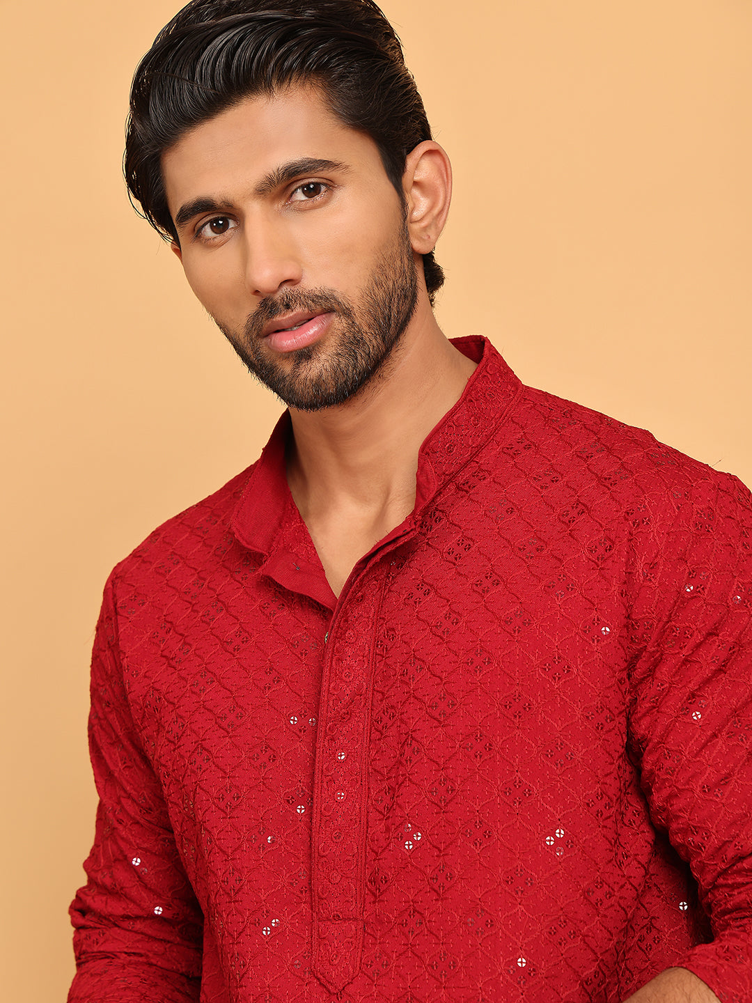 Embroidered Chikankari And Sequence Kurtas For Men