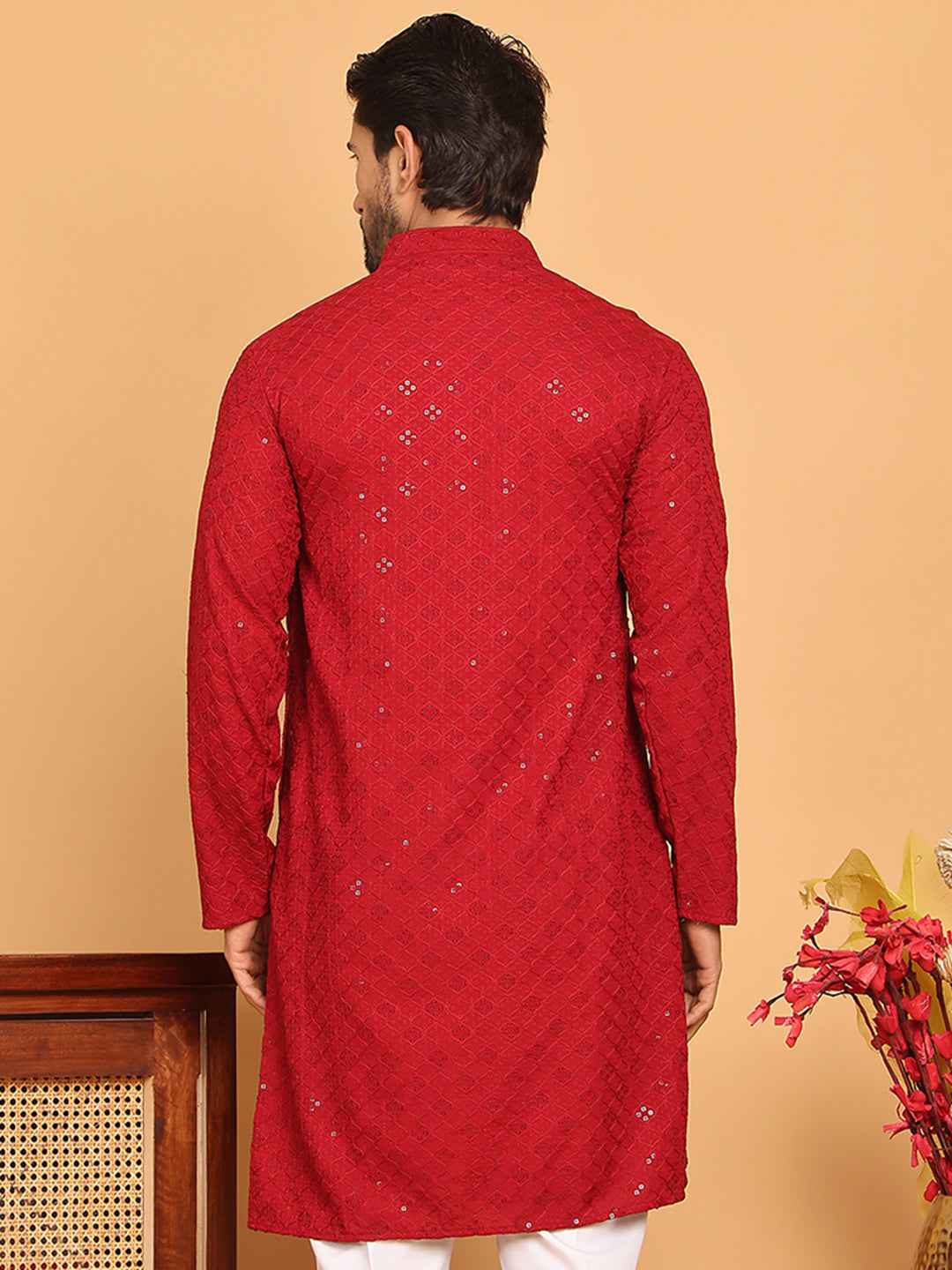 Embroidered Chikankari And Sequence Kurtas For Men