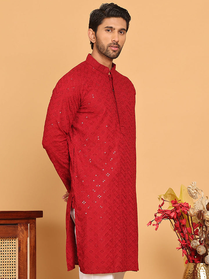 Embroidered Chikankari And Sequence Kurtas For Men