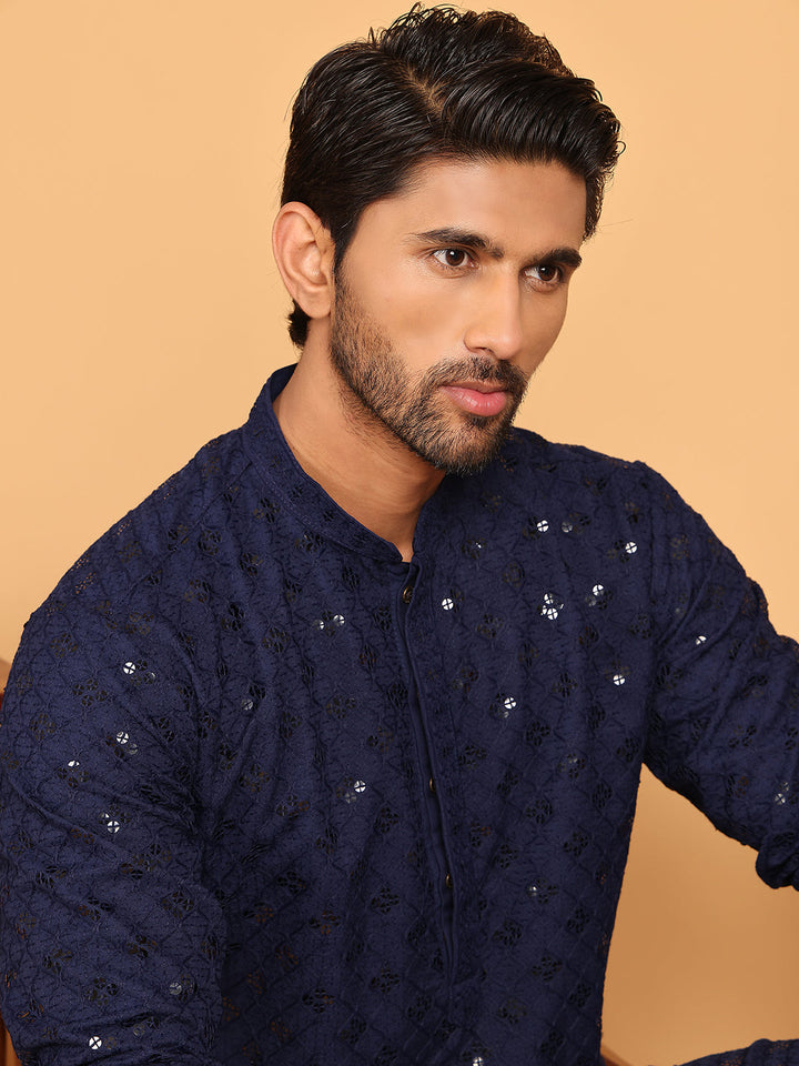 Embroidered Chikankari And Sequence Kurtas For Men