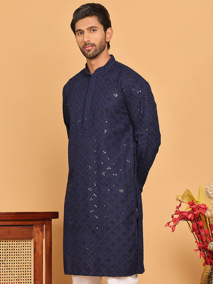Embroidered Chikankari And Sequence Kurtas For Men