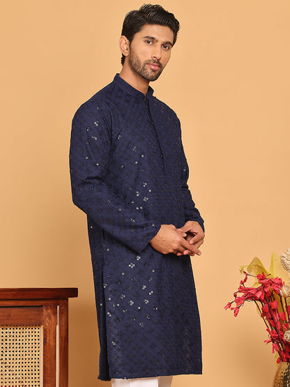 Embroidered Chikankari And Sequence Kurtas For Men