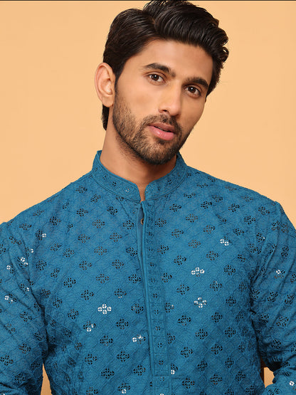 Embroidered Chikankari And Sequence Kurtas For Men