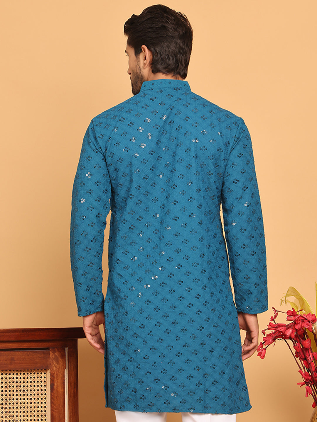 Embroidered Chikankari And Sequence Kurtas For Men