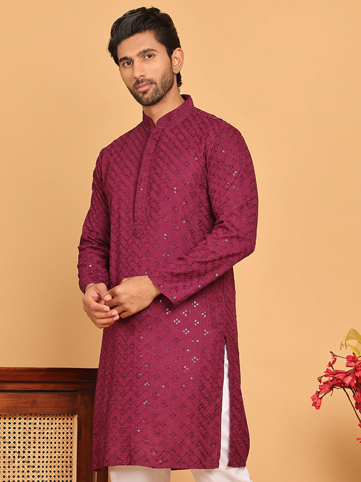 Embroidered Chikankari And Sequence Kurtas For Men