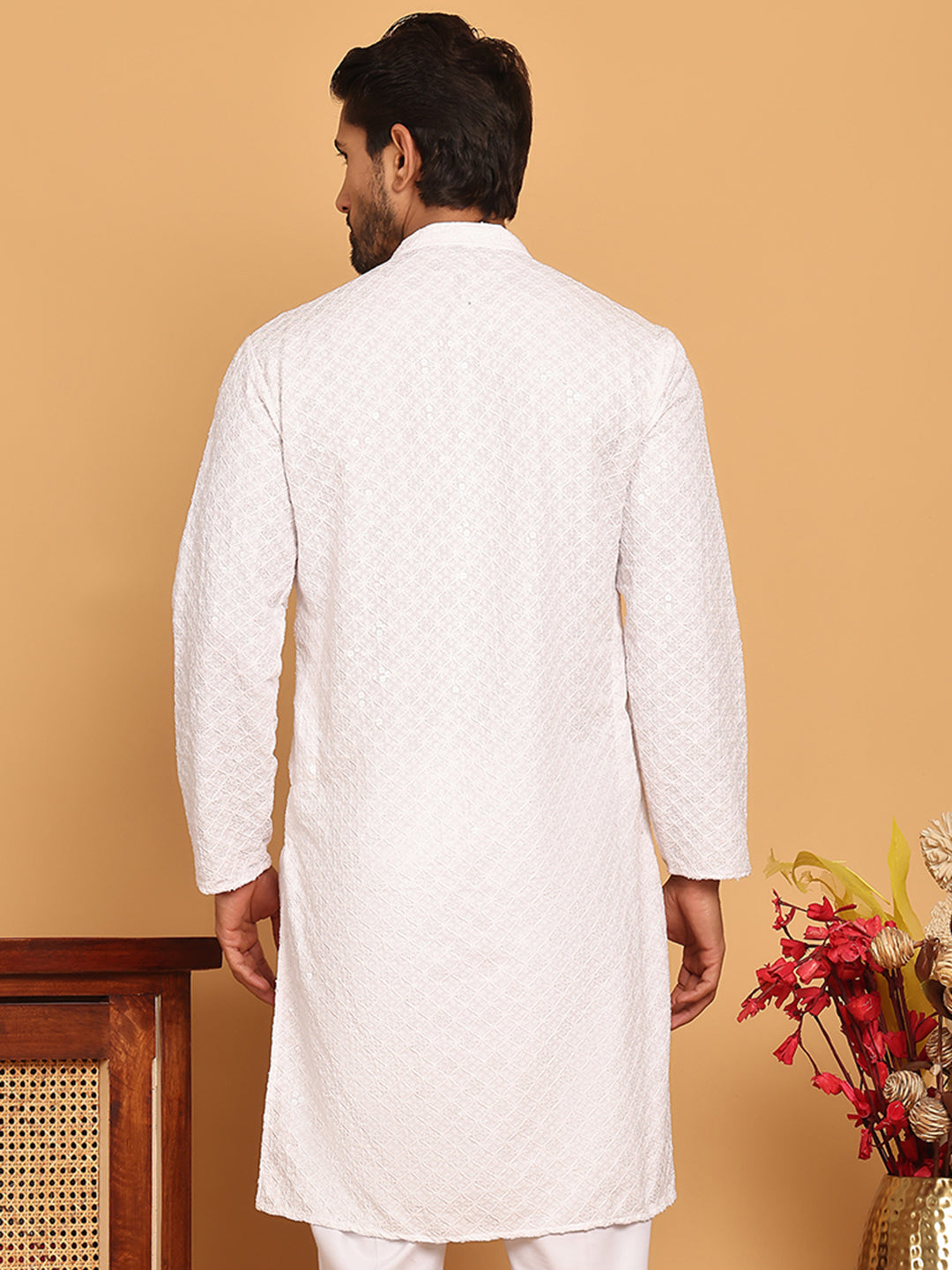 Embroidered Chikankari And Sequence Kurtas For Men