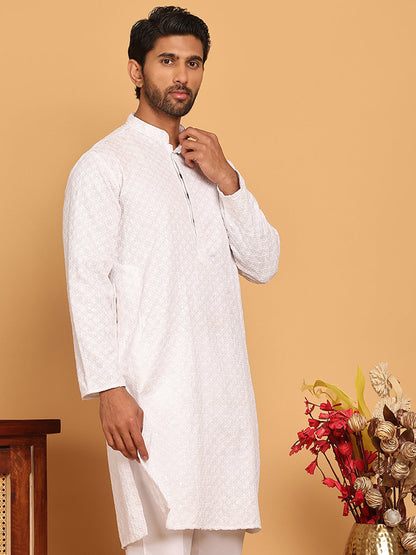 Embroidered Chikankari And Sequence Kurtas For Men