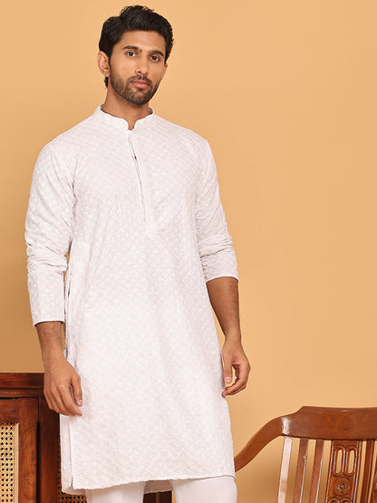 Embroidered Chikankari And Sequence Kurtas For Men