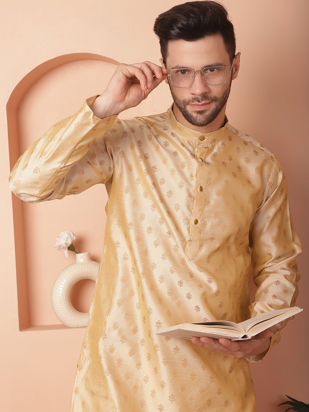 Woven Design Silk Blend Kurtas