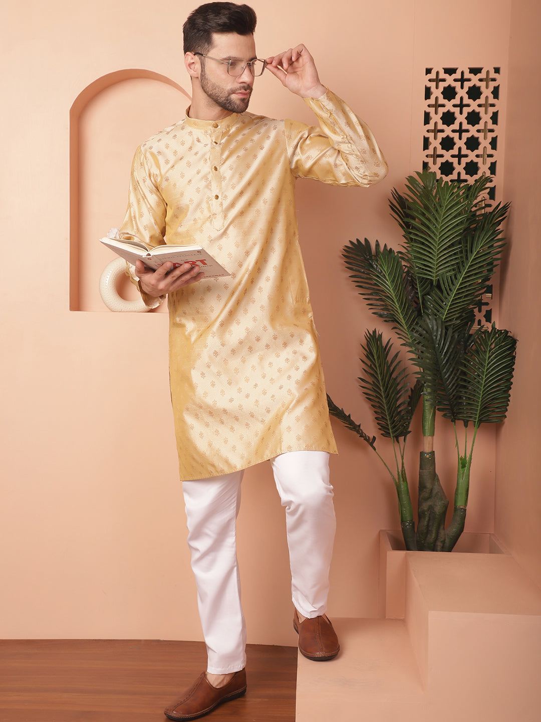 Woven Design Silk Blend Kurtas