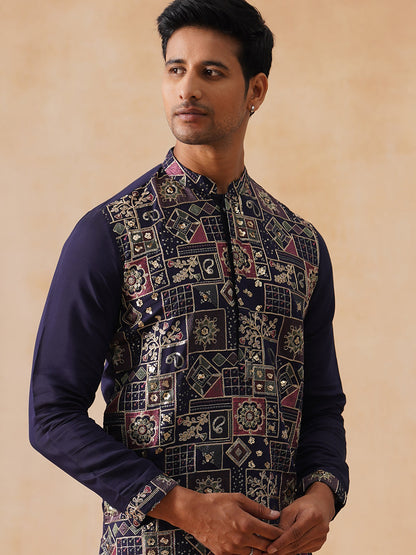 Silk Blend Embroidered Kurta