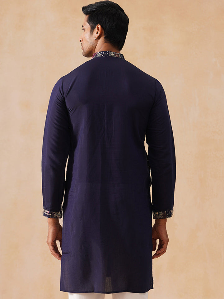 Silk Blend Embroidered Kurta