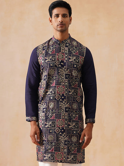 Silk Blend Embroidered Kurta