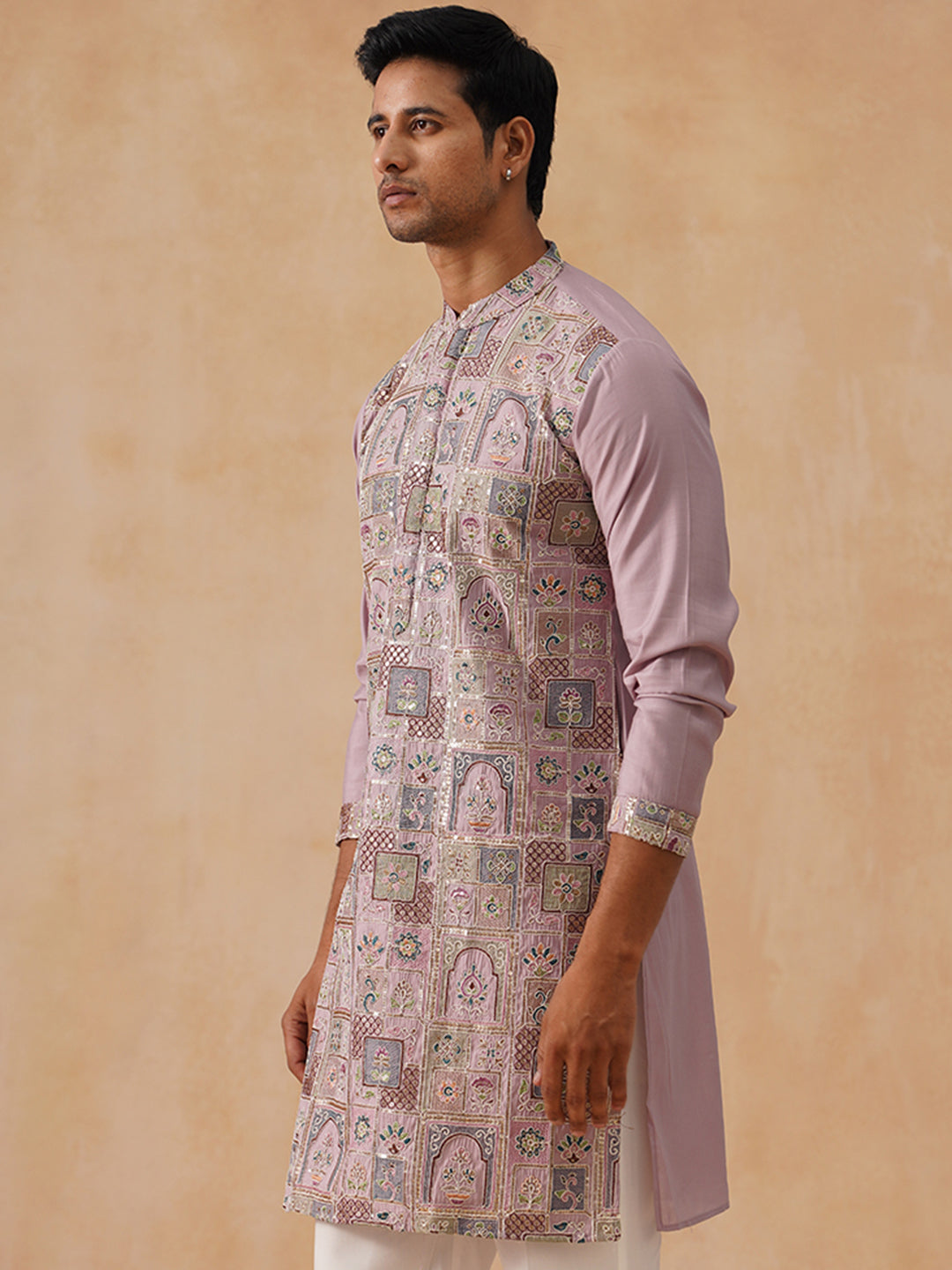Silk Blend Embroidered Kurta