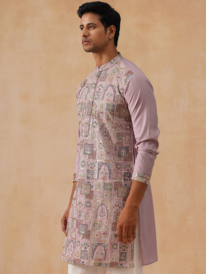 Silk Blend Embroidered Kurta