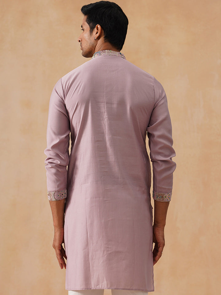 Silk Blend Embroidered Kurta