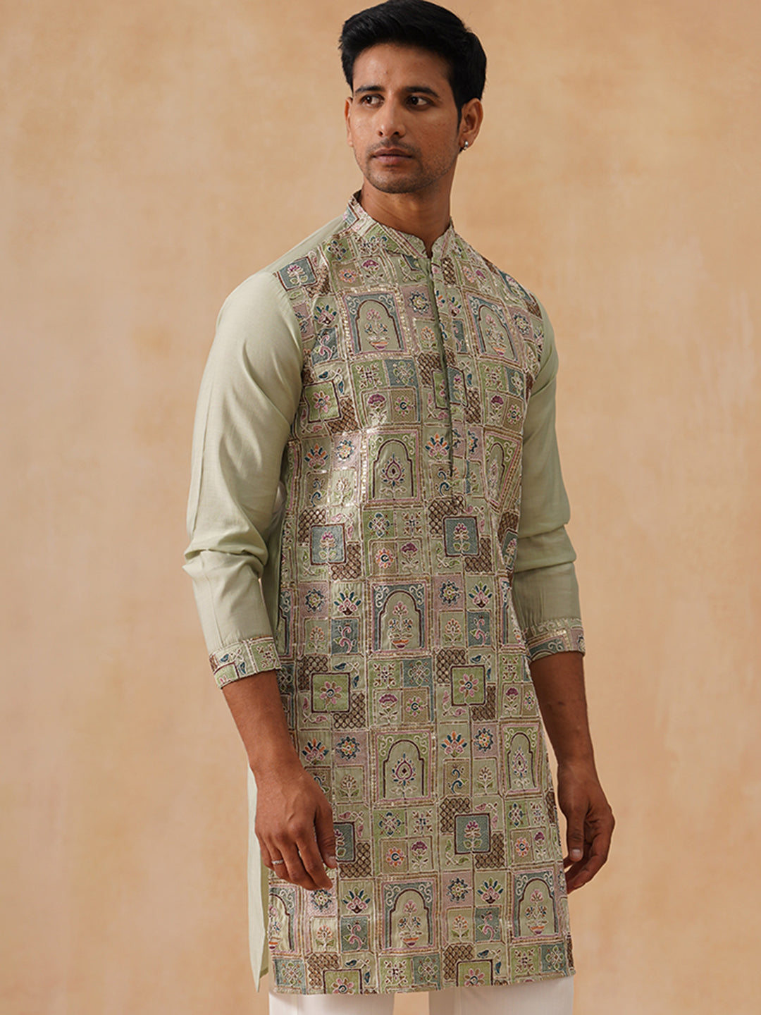 Silk Blend Embroidered Kurta