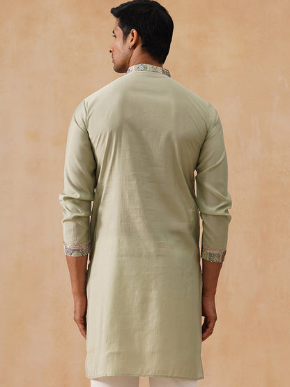 Silk Blend Embroidered Kurta