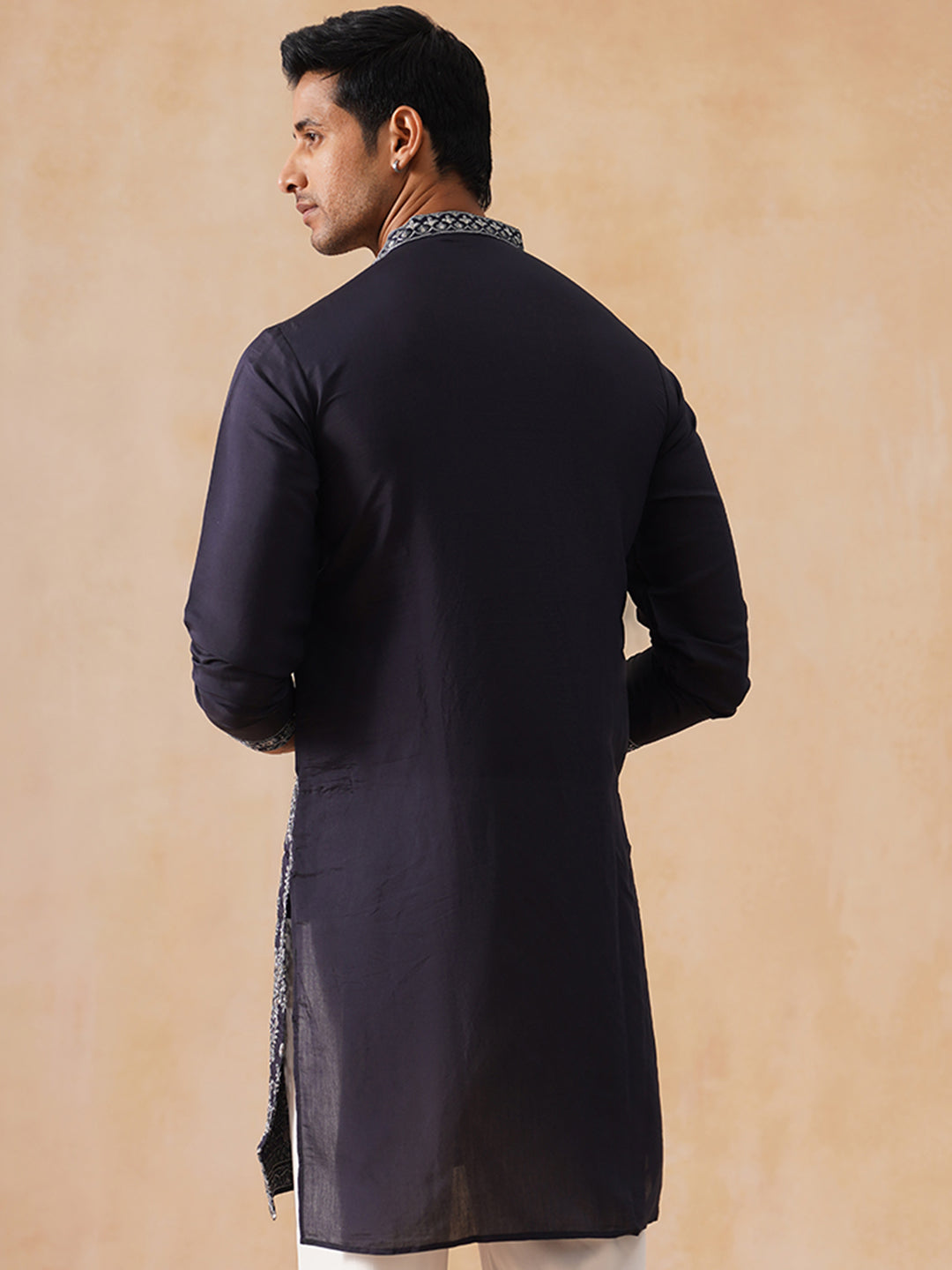 Silk Blend Embroidered Kurta