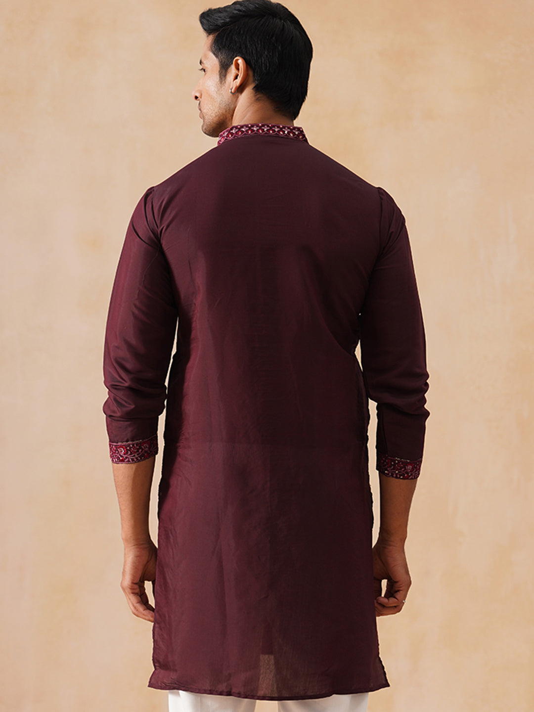 Silk Blend Embroidered Kurta