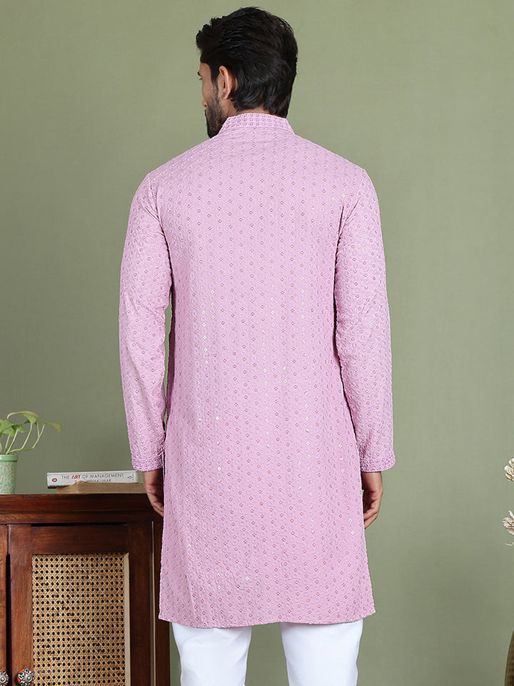 Embroidered &amp; Sequins Cotton Kurtas