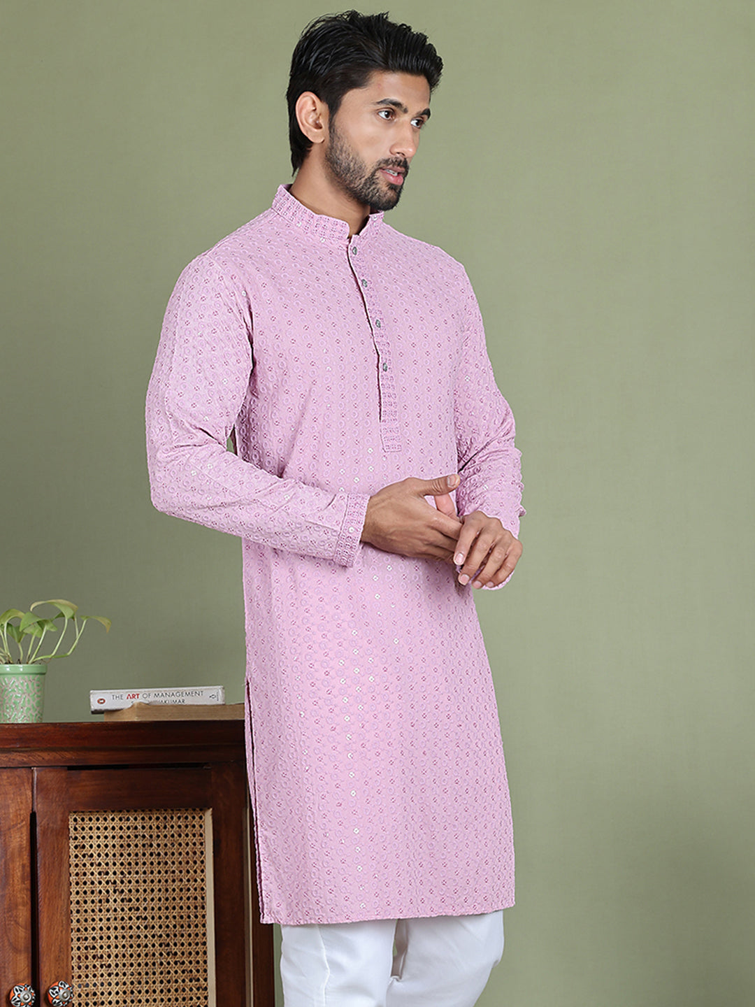 Embroidered &amp; Sequins Cotton Kurtas