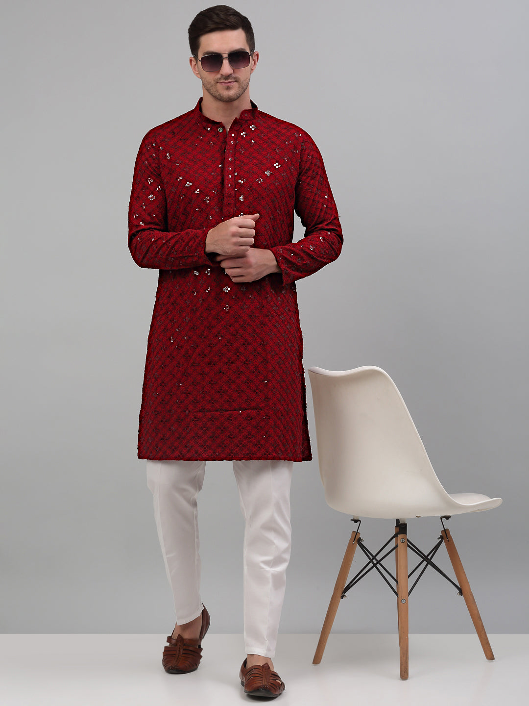 Chikankari Embroidered And Sequence Kurtas.