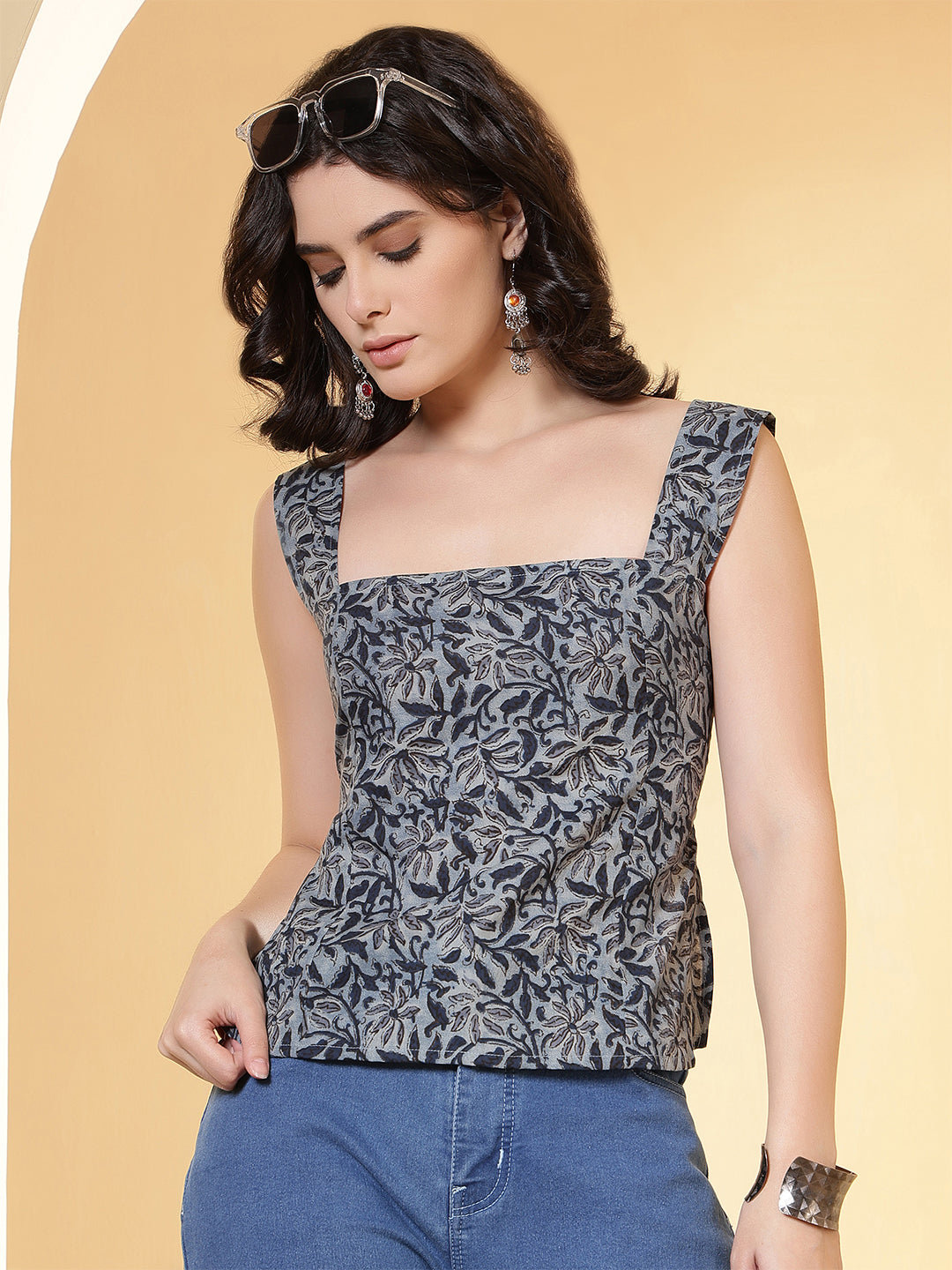 Women Blue Printed Top