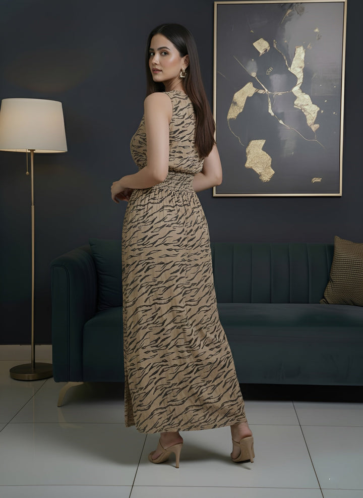 Animal Printed With Front Slit Dress for Women